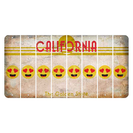 California The Golden State Cut License Plate Strips (Set of 8) Emoji - Heart Eyes