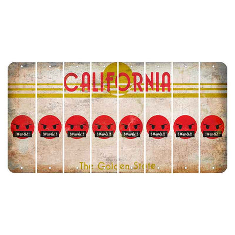 California The Golden State Cut License Plate Strips (Set of 8) Emoji - Pissed