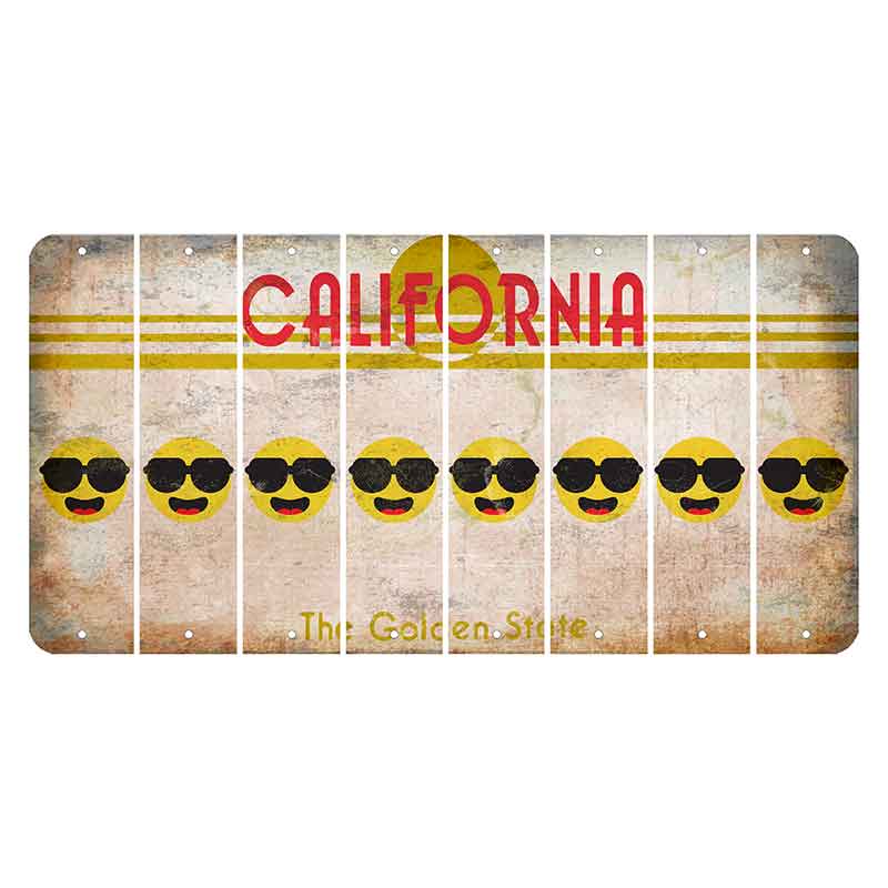 California The Golden State Cut License Plate Strips (Set of 8) Emoji - Shades