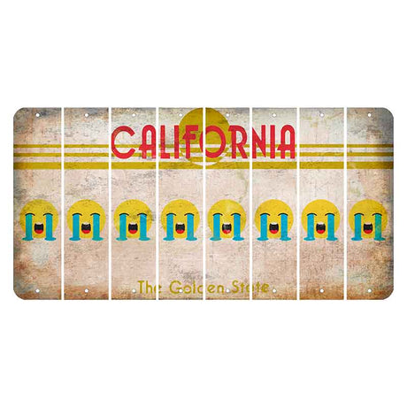 California The Golden State Cut License Plate Strips (Set of 8) Emoji - Crying