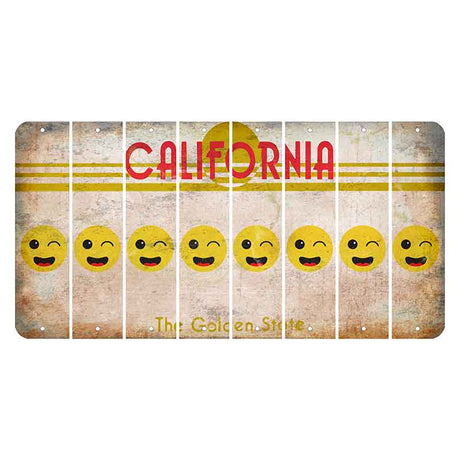 California The Golden State Cut License Plate Strips (Set of 8) Emoji - Winking