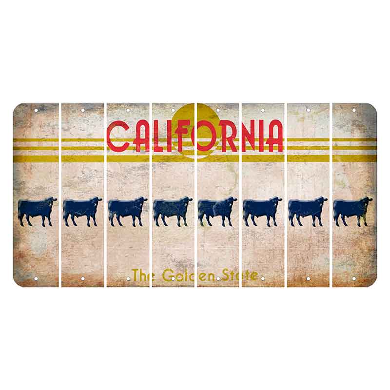 California The Golden State Cut License Plate Strips (Set of 8) Dairy Cow
