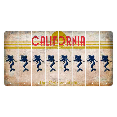 California The Golden State Cut License Plate Strips (Set of 8) Mermaid