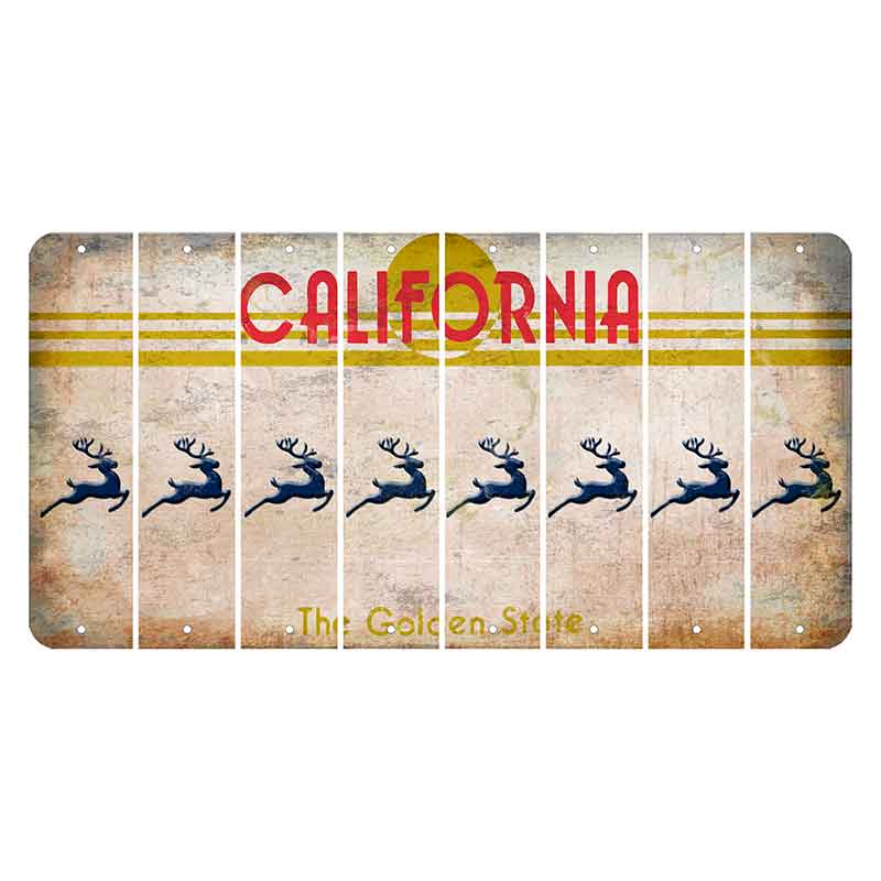 California The Golden State Cut License Plate Strips (Set of 8) Reindeer