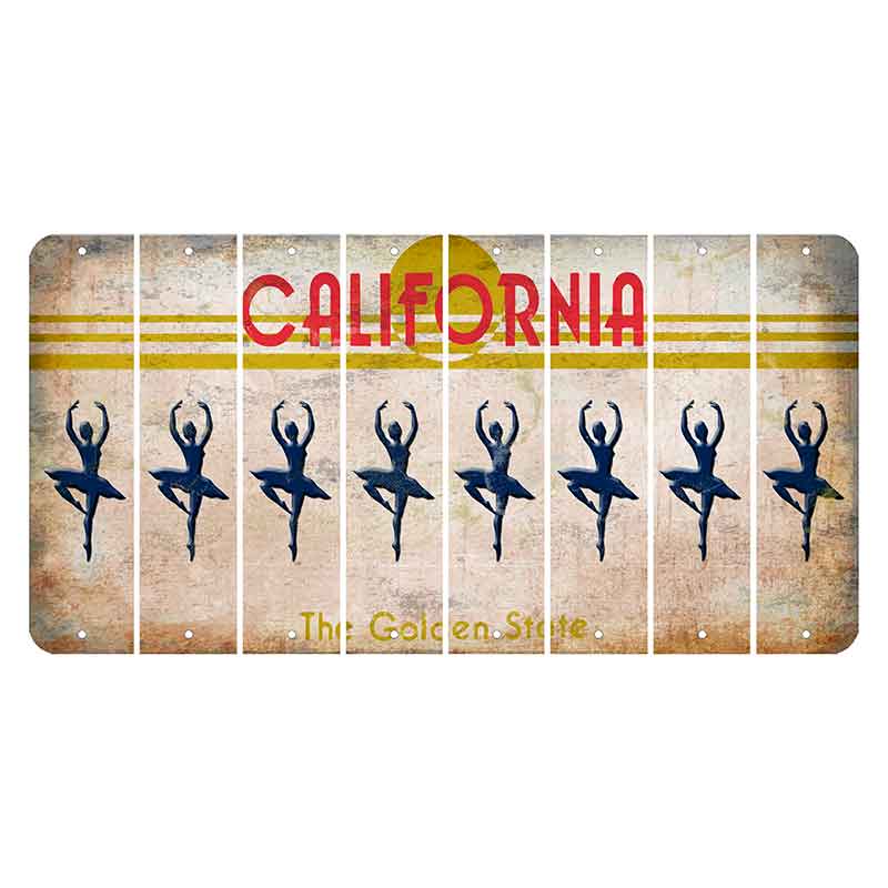 California The Golden State Cut License Plate Strips (Set of 8) Ballerina Dancer
