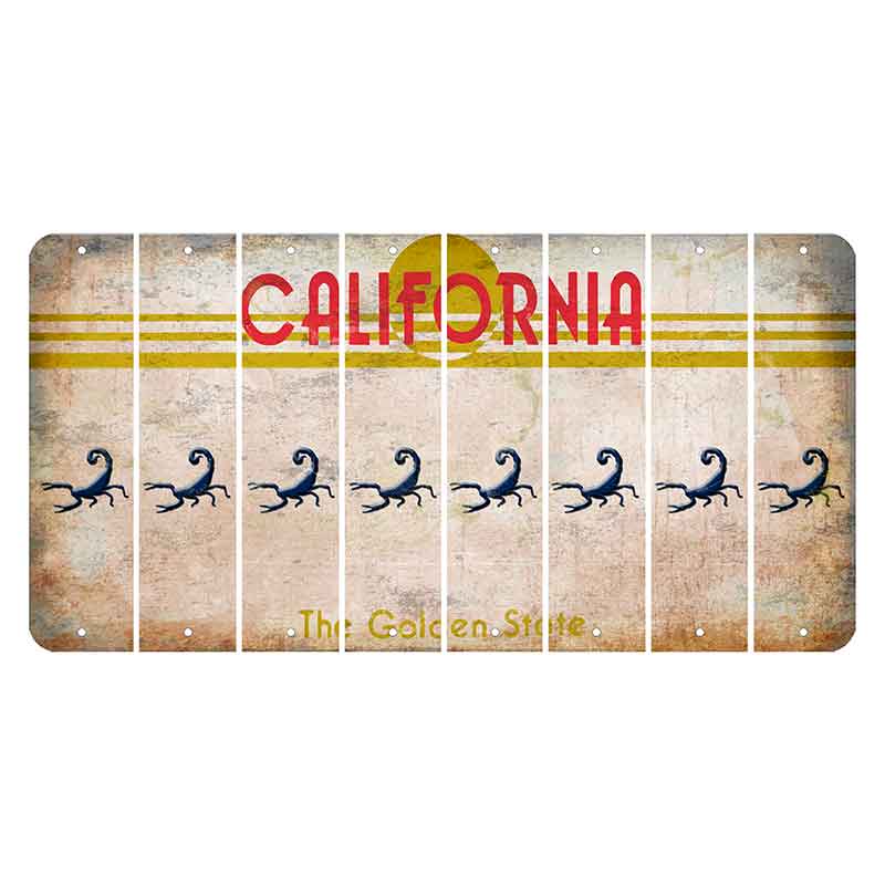 California The Golden State Cut License Plate Strips (Set of 8) Scorpion