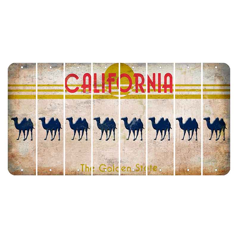 California The Golden State Cut License Plate Strips (Set of 8) Camel
