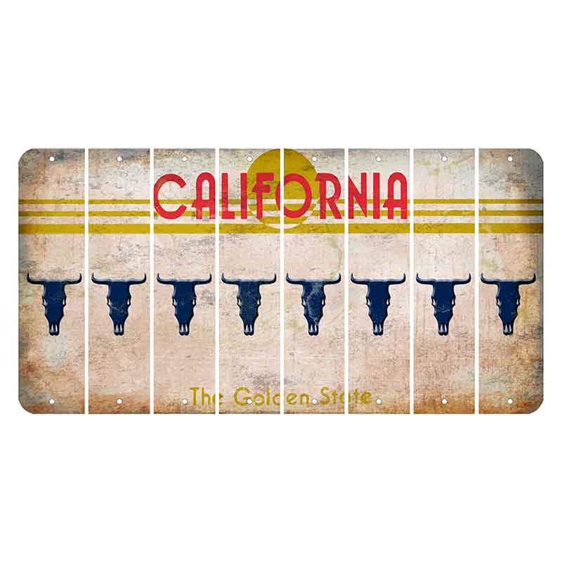 California The Golden State Cut License Plate Strips (Set of 8) Cow Skull