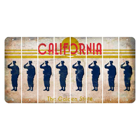 California The Golden State Cut License Plate Strips (Set of 8) Soldier - Saluting