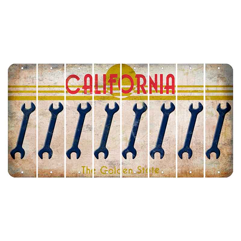 California The Golden State Cut License Plate Strips (Set of 8) Wrench