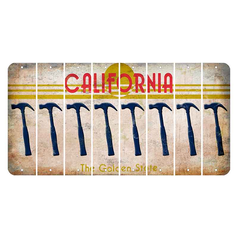 California The Golden State Cut License Plate Strips (Set of 8) Hammer