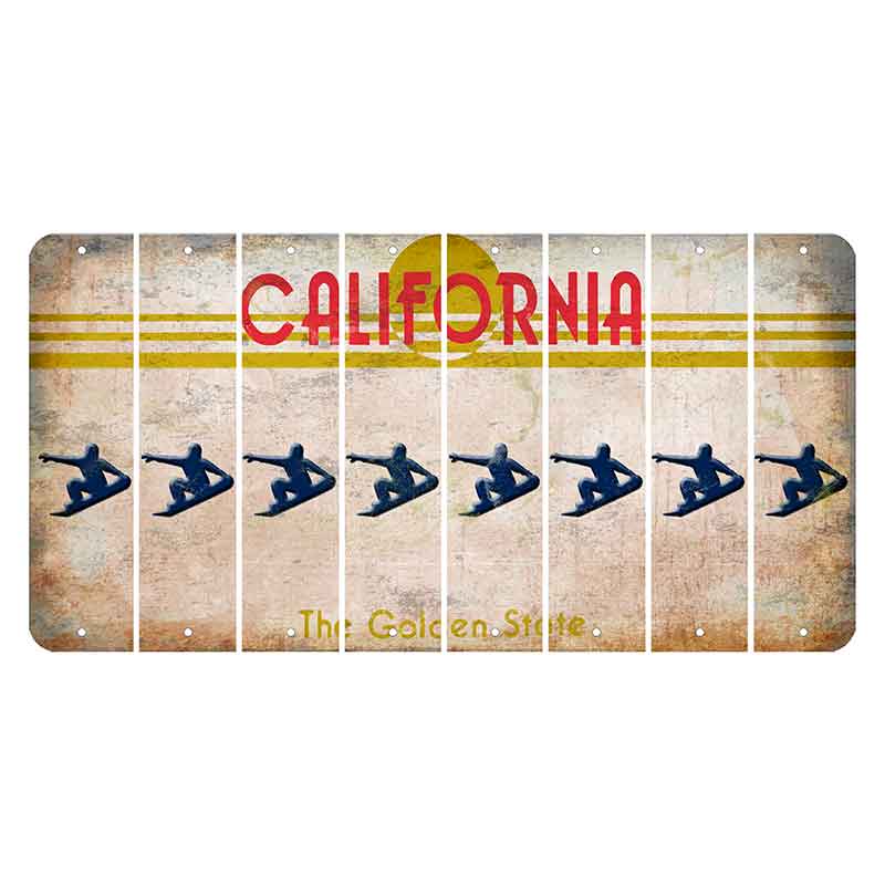 California The Golden State Cut License Plate Strips (Set of 8) Snowboarder