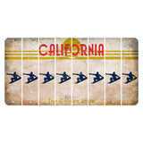 California The Golden State Cut License Plate Strips (Set of 8) Snowboarder
