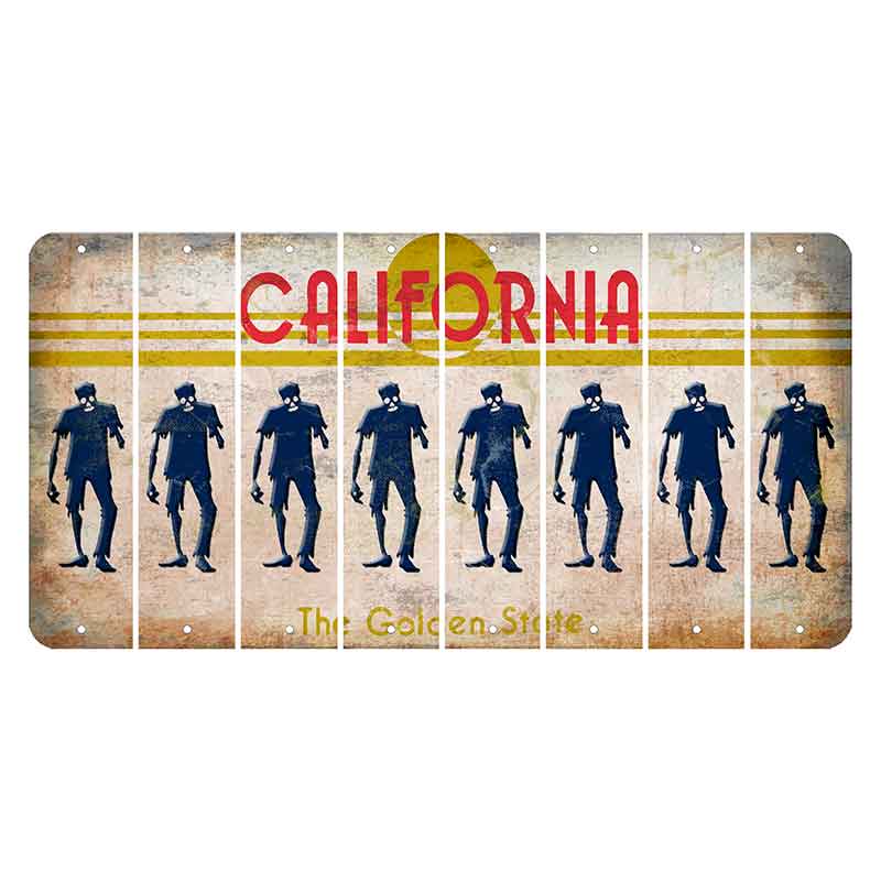 California The Golden State Cut License Plate Strips (Set of 8) Zombie