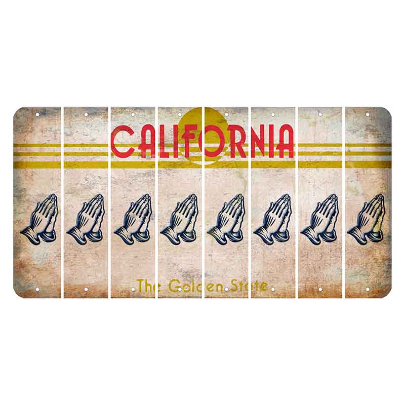 California The Golden State Cut License Plate Strips (Set of 8) Praying Hands