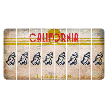 California The Golden State Cut License Plate Strips (Set of 8) Praying Hands