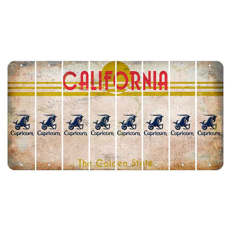 California The Golden State Cut License Plate Strips (Set of 8) Zodiac Sign - Capricorn