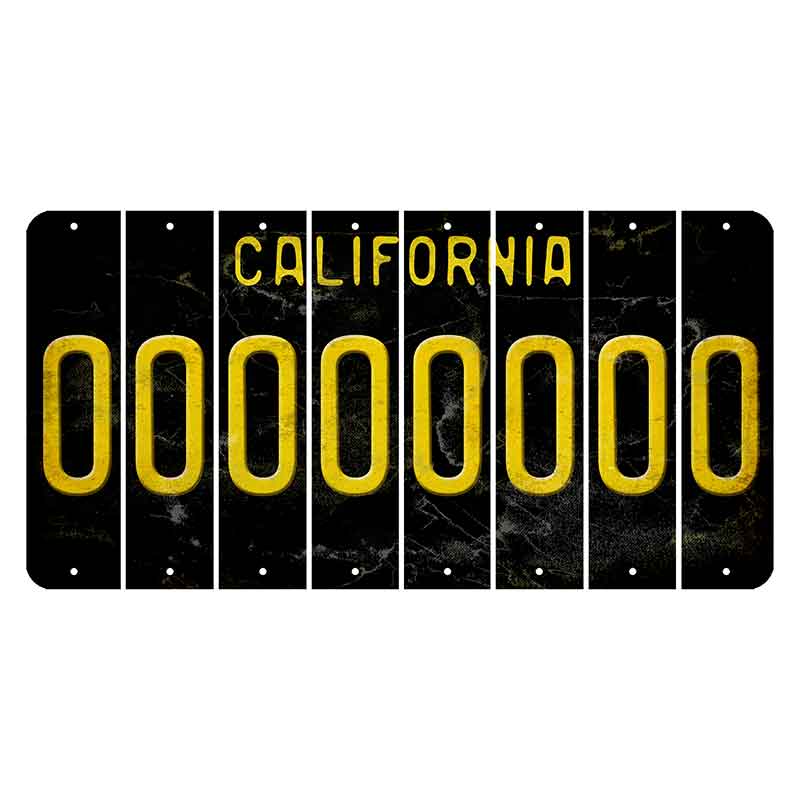 California Black Cut License Plate Strips (Set of 8) O