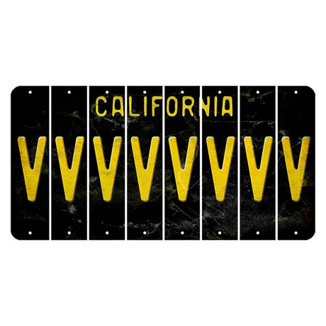 California Black Cut License Plate Strips (Set of 8) V