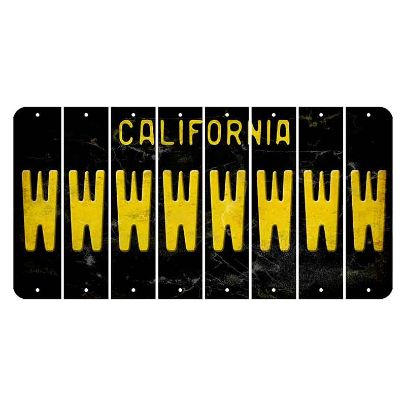 California Black Cut License Plate Strips (Set of 8) W