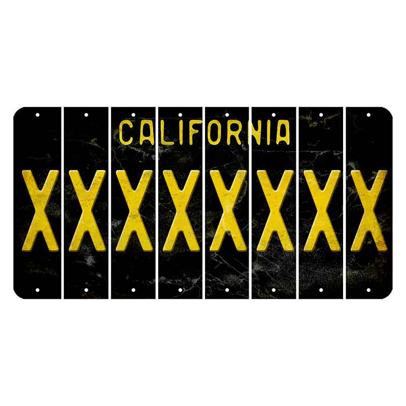 California Black Cut License Plate Strips (Set of 8) X