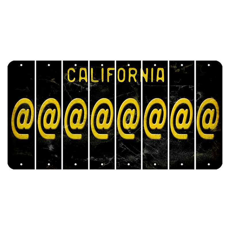 California Black Cut License Plate Strips (Set of 8) At Sign