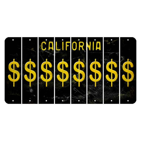 California Black Cut License Plate Strips (Set of 8) Dollar Sign
