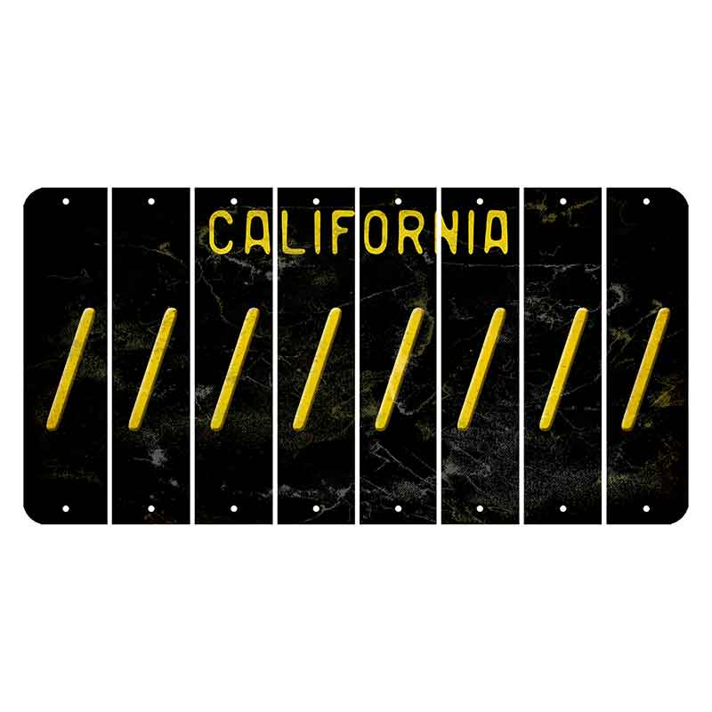 California Black Cut License Plate Strips (Set of 8) Forward Slash