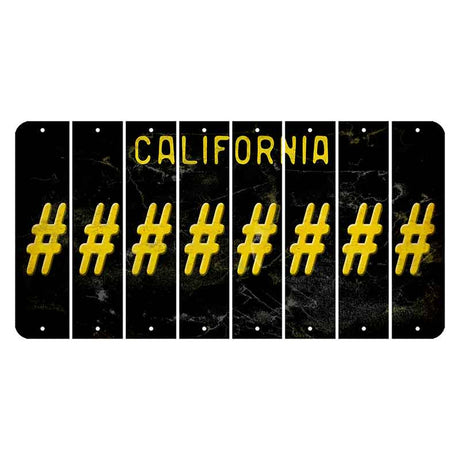 California Black Cut License Plate Strips (Set of 8) Hashtag
