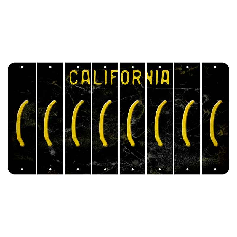 California Black Cut License Plate Strips (Set of 8) Parenthesis - Left