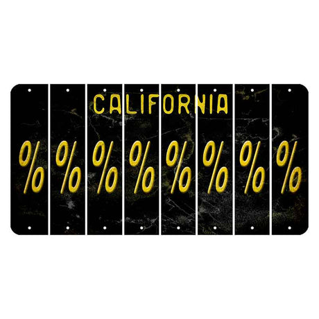 California Black Cut License Plate Strips (Set of 8) Percent Sign