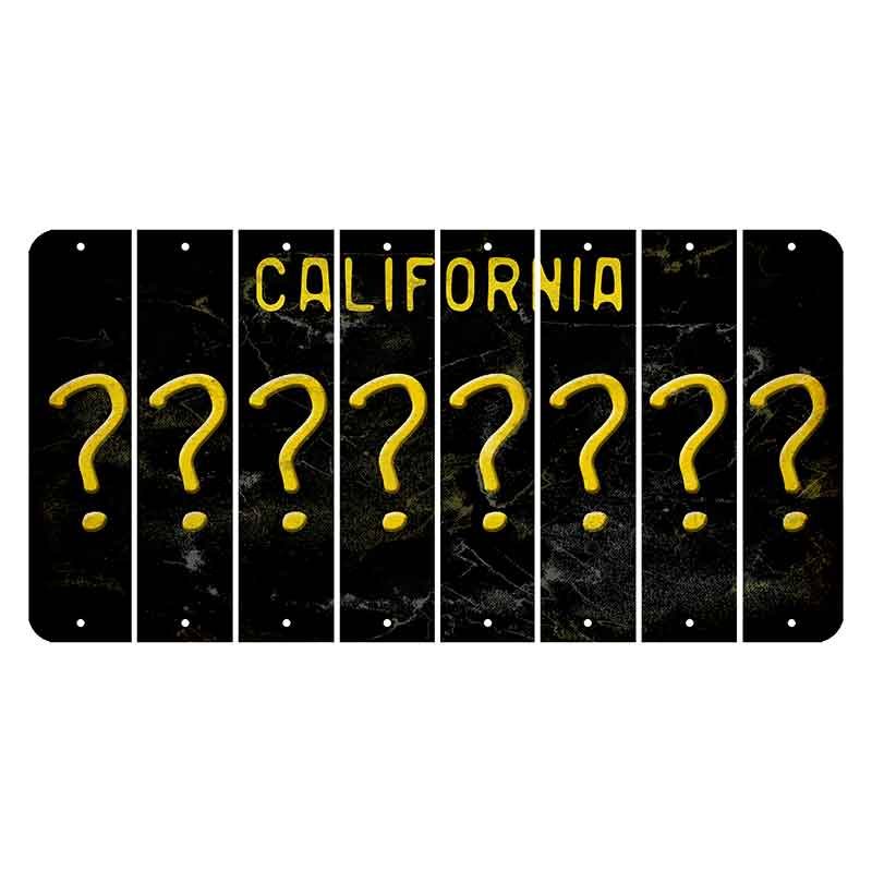California Black Cut License Plate Strips (Set of 8) Question Mark