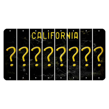 California Black Cut License Plate Strips (Set of 8) Question Mark