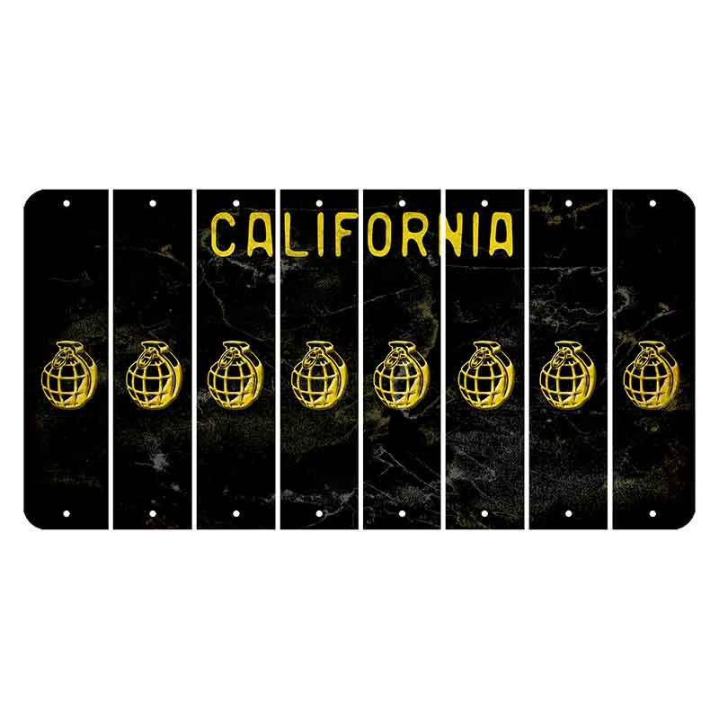 California Black Cut License Plate Strips (Set of 8) Grenade