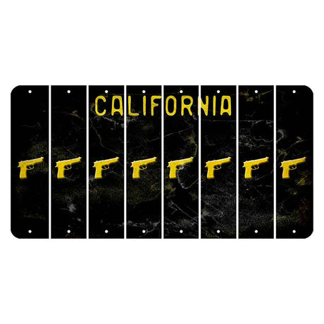 California Black Cut License Plate Strips (Set of 8) Handgun