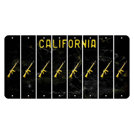 California Black Cut License Plate Strips (Set of 8) Rifle