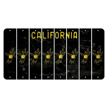 California Black Cut License Plate Strips (Set of 8) Bowling