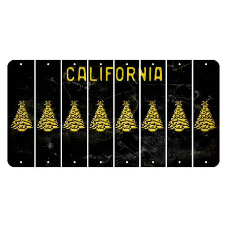 California Black Cut License Plate Strips (Set of 8) Christmas Tree