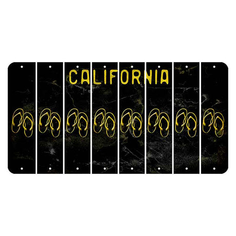 California Black Cut License Plate Strips (Set of 8) Flip Flops
