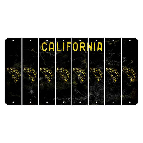 California Black Cut License Plate Strips (Set of 8) Fish