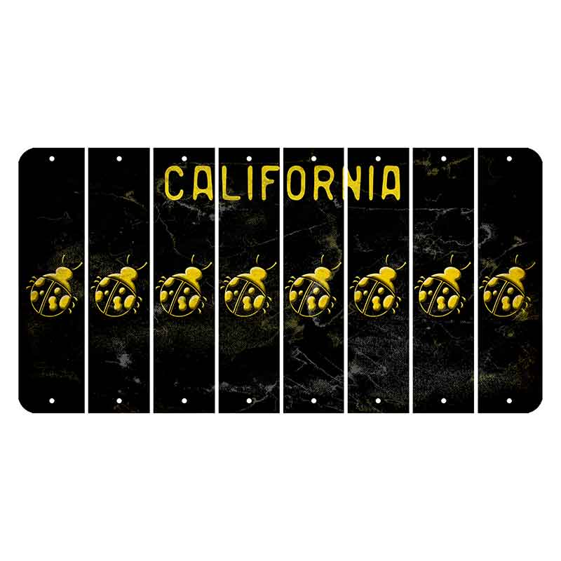 California Black Cut License Plate Strips (Set of 8) Ladybug