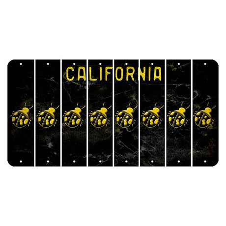 California Black Cut License Plate Strips (Set of 8) Ladybug