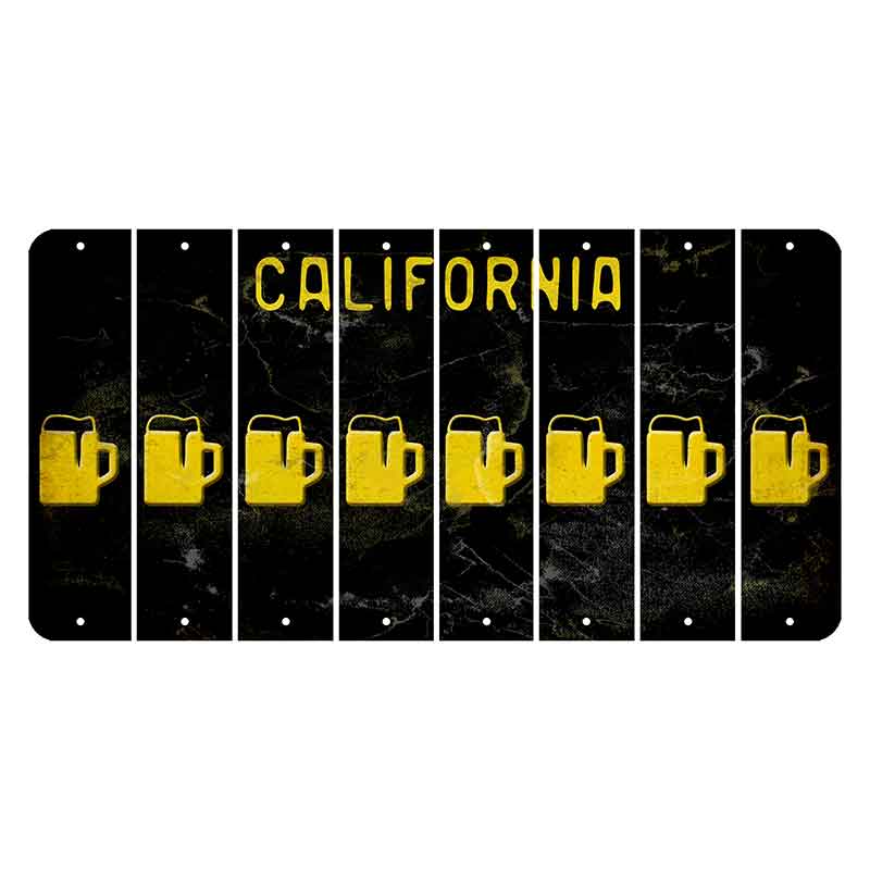 California Black Cut License Plate Strips (Set of 8) Beer Mug