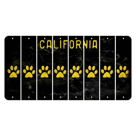 California Black Cut License Plate Strips (Set of 8) Dog Paw