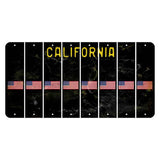 California Black Cut License Plate Strips (Set of 8) American Flag