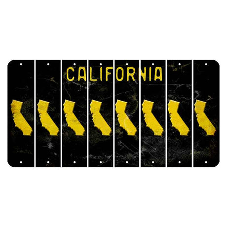 California Black Cut License Plate Strips (Set of 8) State Flag