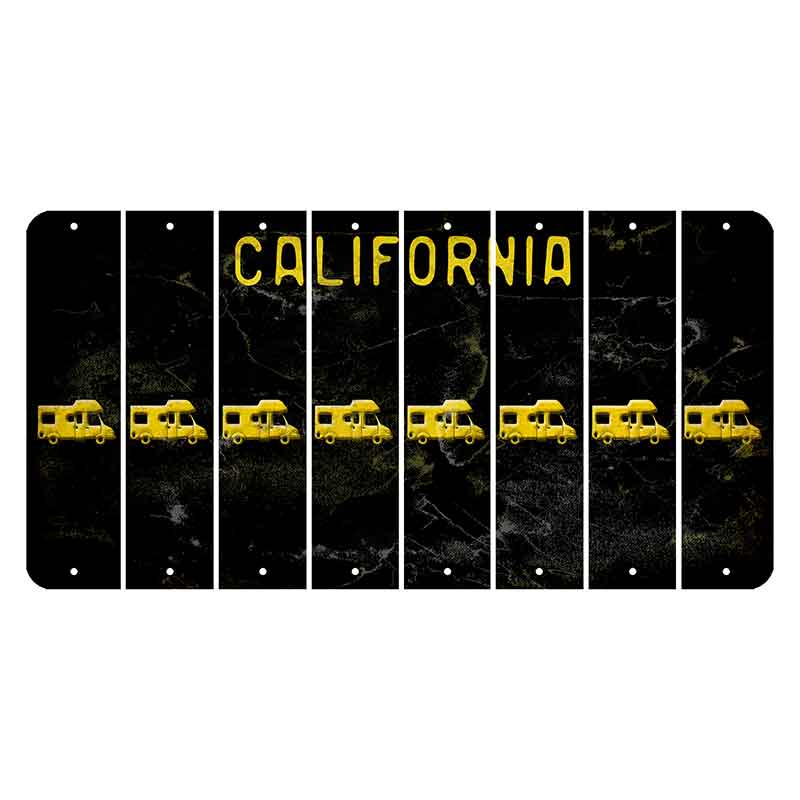California Black Cut License Plate Strips (Set of 8) Camper