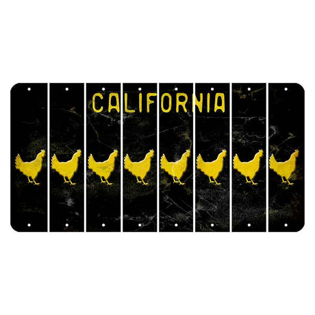 California Black Cut License Plate Strips (Set of 8) Chicken