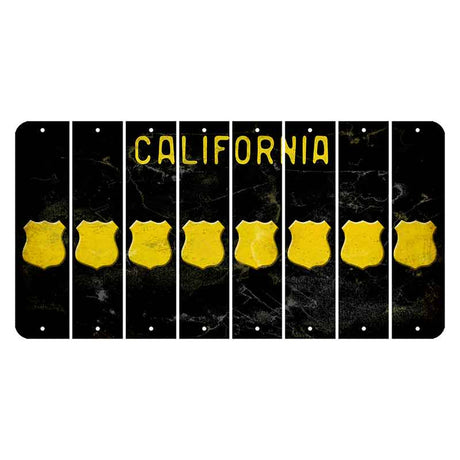 California Black Cut License Plate Strips (Set of 8) Police Badge