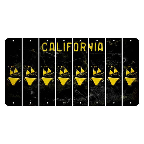 California Black Cut License Plate Strips (Set of 8) Bikini